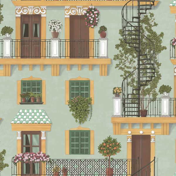 Sample - Alfaro Wallpaper - Ochre & Green