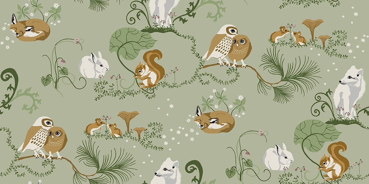 Sample - Alice - Custom Sized Wallpaper Mural (per m2) - Green