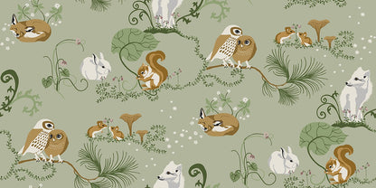 Alice - Custom Sized Wallpaper Mural (per m2) - Green