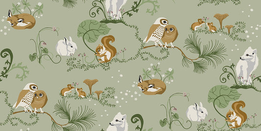 Alice - Custom Sized Wallpaper Mural (per m2) - Green
