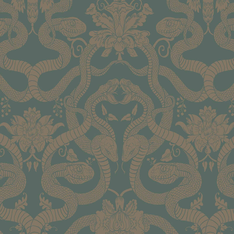 Anaconda Wallpaper - Eucalyptus & Bronze