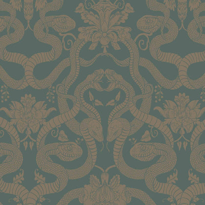 Anaconda Wallpaper - Eucalyptus & Bronze