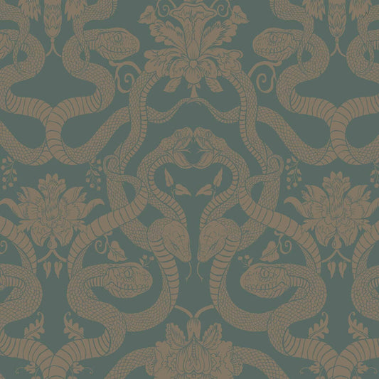 Anaconda Wallpaper - Eucalyptus & Bronze