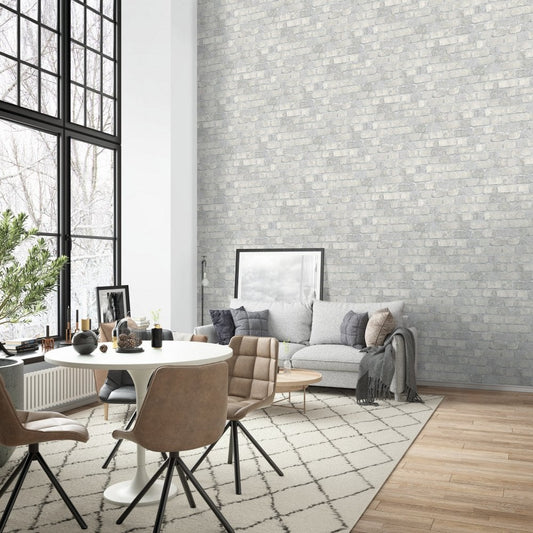 Princess Street Brick Wallpaper - Anaglypta - Grey
