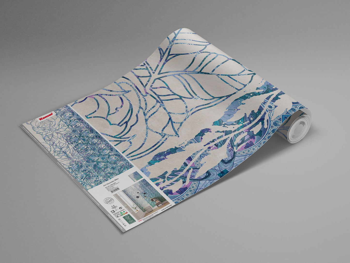 Renaissance Bloom - Blue Teal - Custom Sized Wallpaper Mural (per m2)