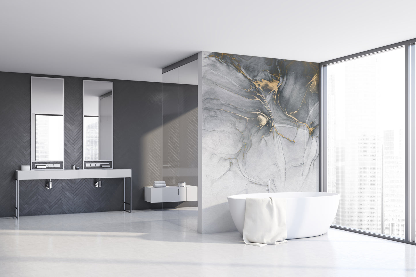 Ink Gold Fluid - Custom Sized Wallpaper Mural (per m2)