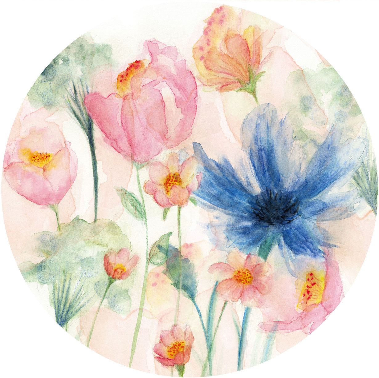 May Floral  - Circular Mural - Self Adhesive