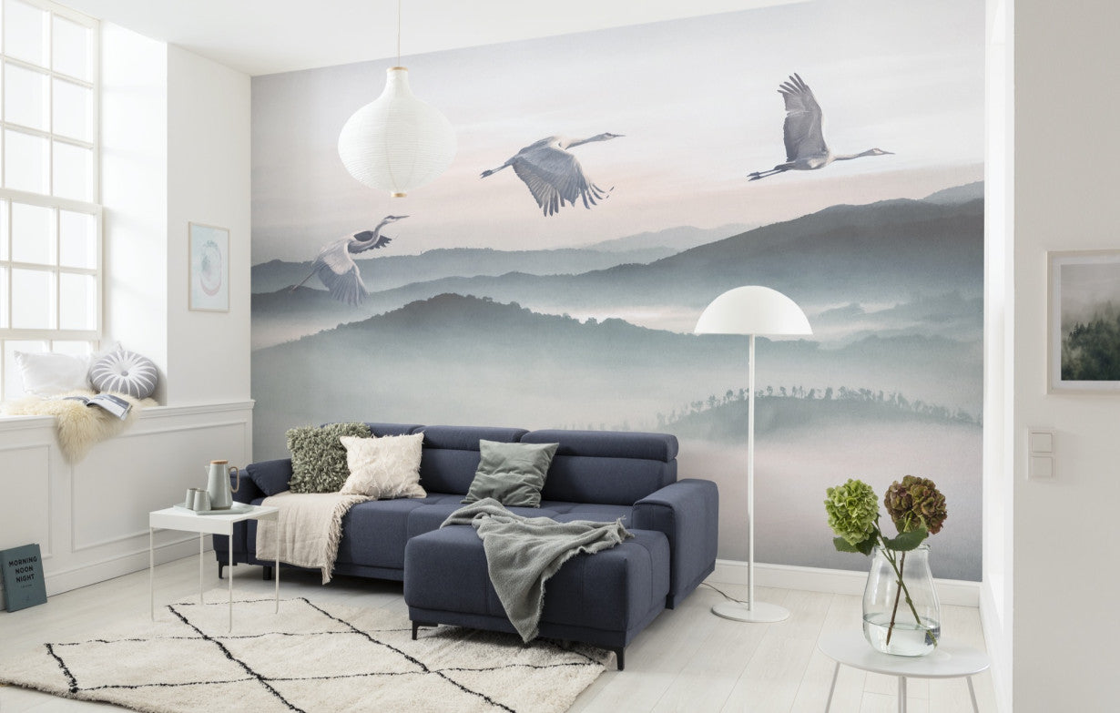 Mystic Cranes - Custom Sized Mural Wallpaper (per m2)