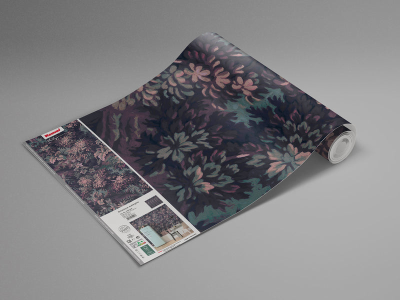 Verdant Grove - Midnight Pink - Custom Sized Wallpaper Mural (per m2)