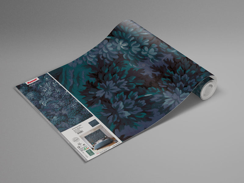Verdant Grove - Midnight Blue - Custom Sized Wallpaper Mural (per m2)