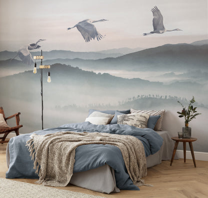 Mystic Cranes - Custom Sized Mural Wallpaper (per m2)