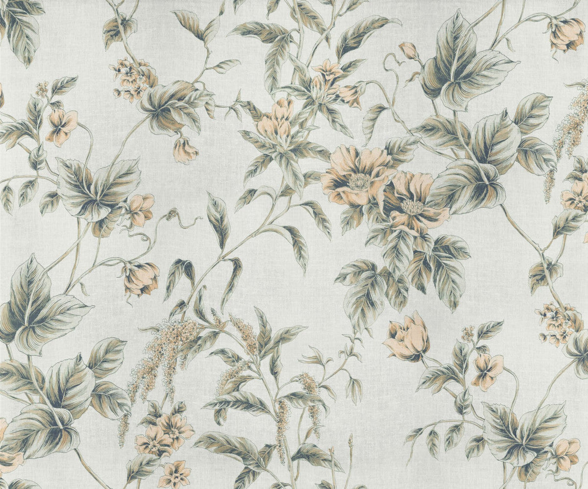 Sample – Peachy Flora - Custom Sized Wallpaper Mural (per m2)
