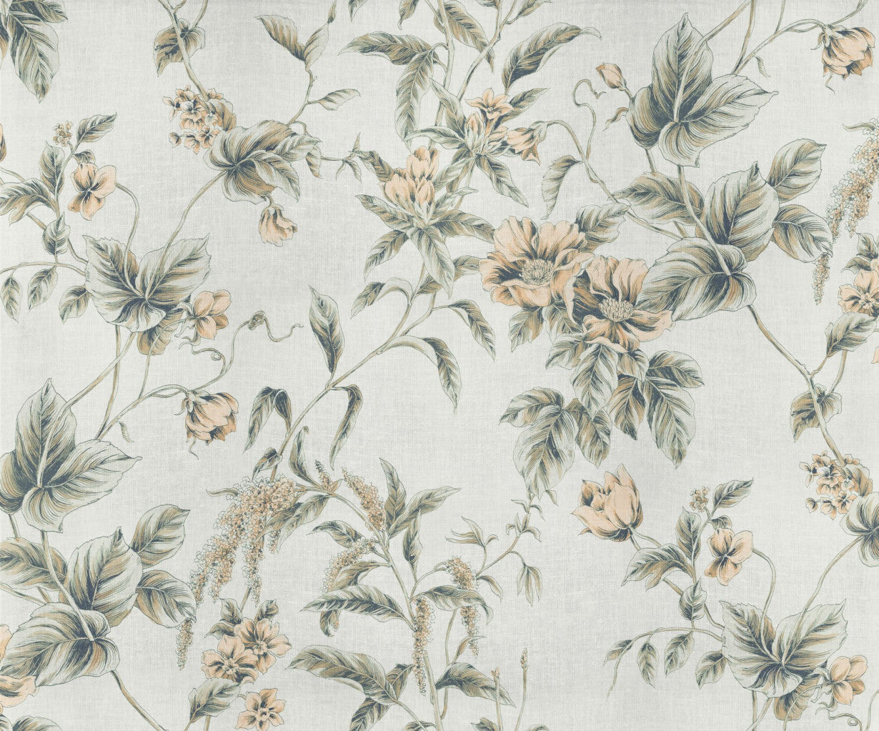 Sample – Peachy Flora - Custom Sized Wallpaper Mural (per m2)
