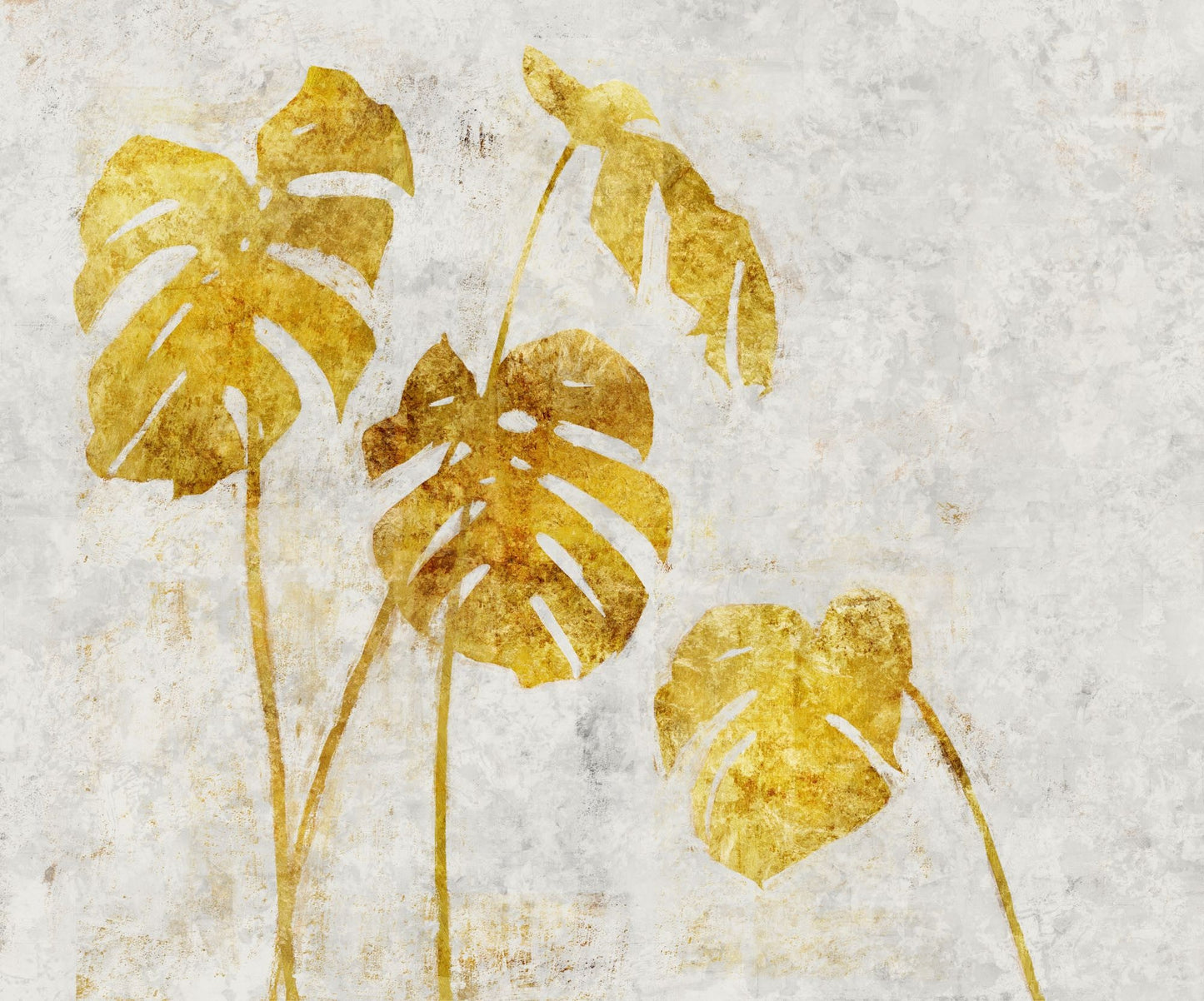 Sample – Golden Monstera - Custom Sized Wallpaper Mural (per m2)