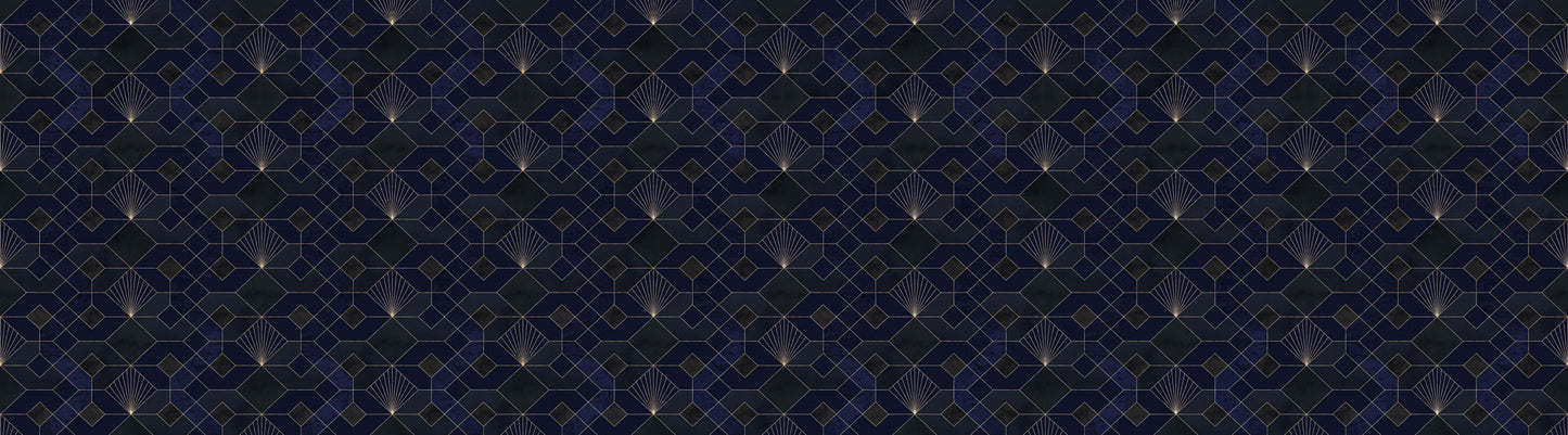 Deco Obsidian - Blue - Custom Sized Wallpaper Mural (per m2)