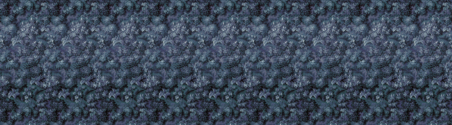 Verdant Grove - Midnight Blue - Custom Sized Wallpaper Mural (per m2)