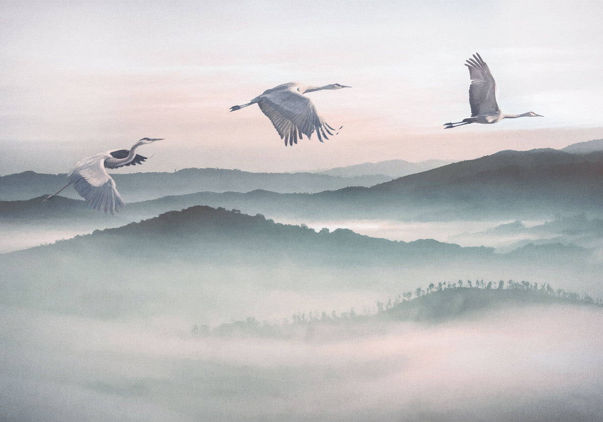Mystic Cranes - Custom Sized Mural Wallpaper (per m2)