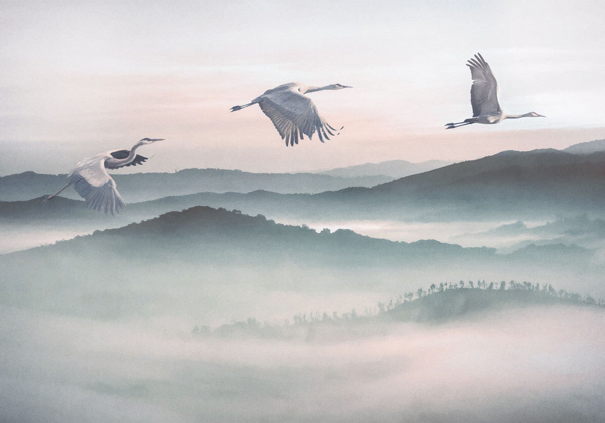 Sample – Mystic Cranes - Custom Sized Mural Wallpaper (per m2)