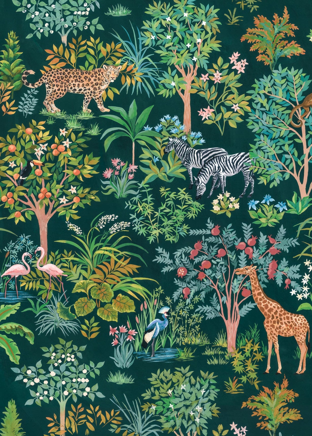 Sample – Happy Jungle - Custom Sized Mural Wallpaper (per m2)
