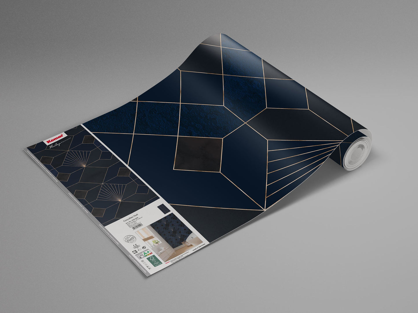 Sample – Deco Obsidian - Blue - Custom Sized Wallpaper Mural (per m2)