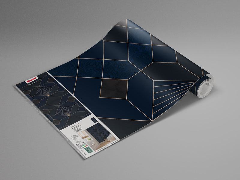 Deco Obsidian - Blue - Custom Sized Wallpaper Mural (per m2)