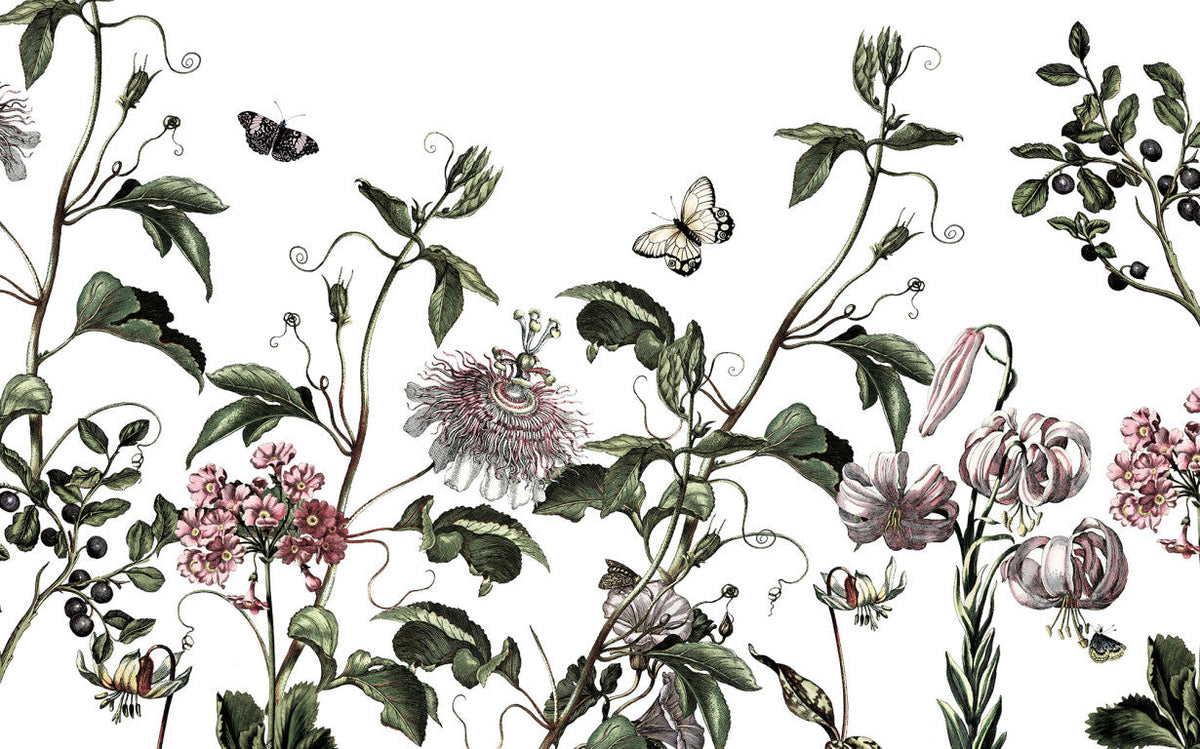 Sample – Paradis de Papillons - Custom Sized Wallpaper Mural (per m2)