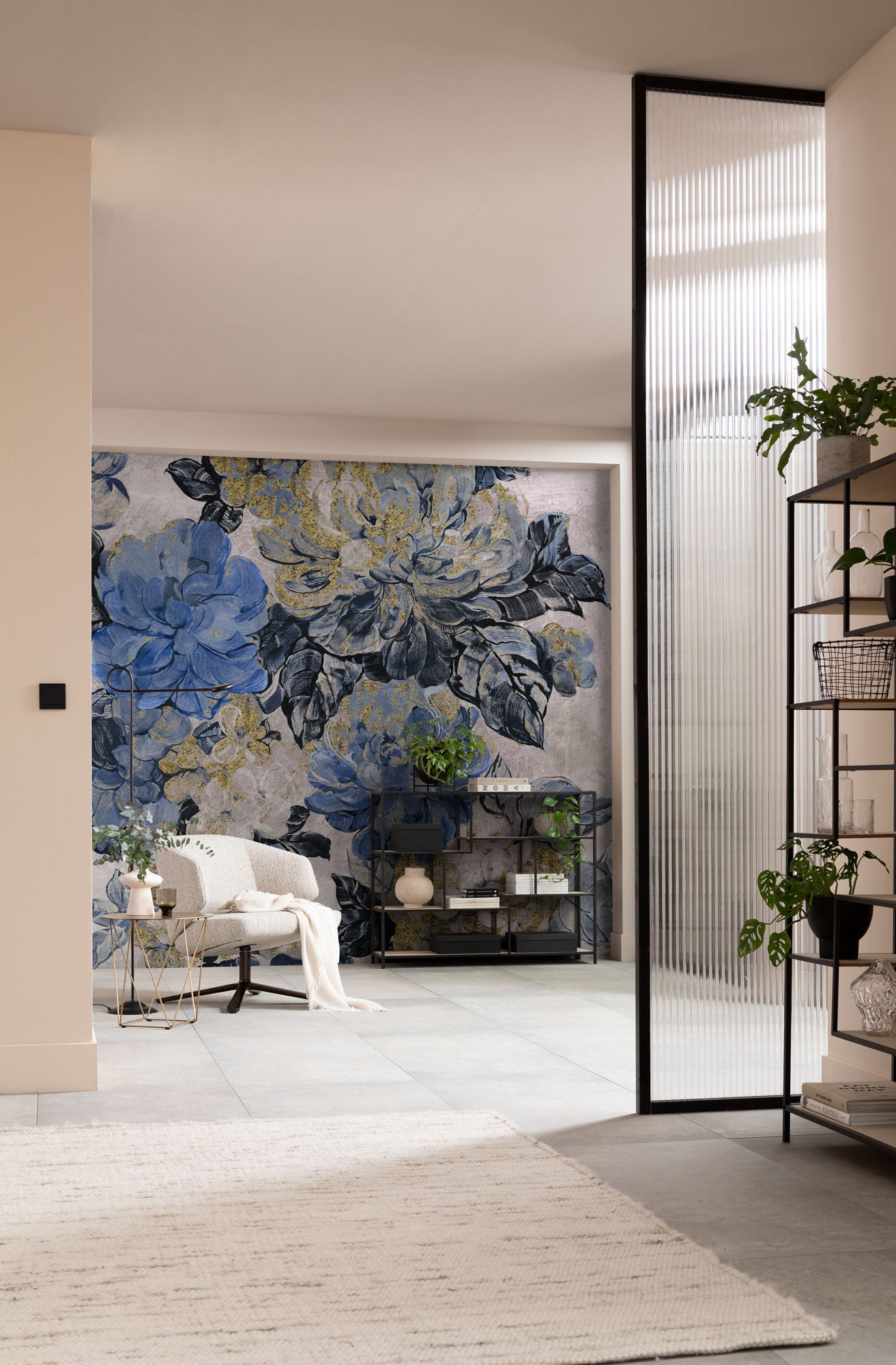 Vintage Blue Garden - Custom Sized Wallpaper Mural (per m2)