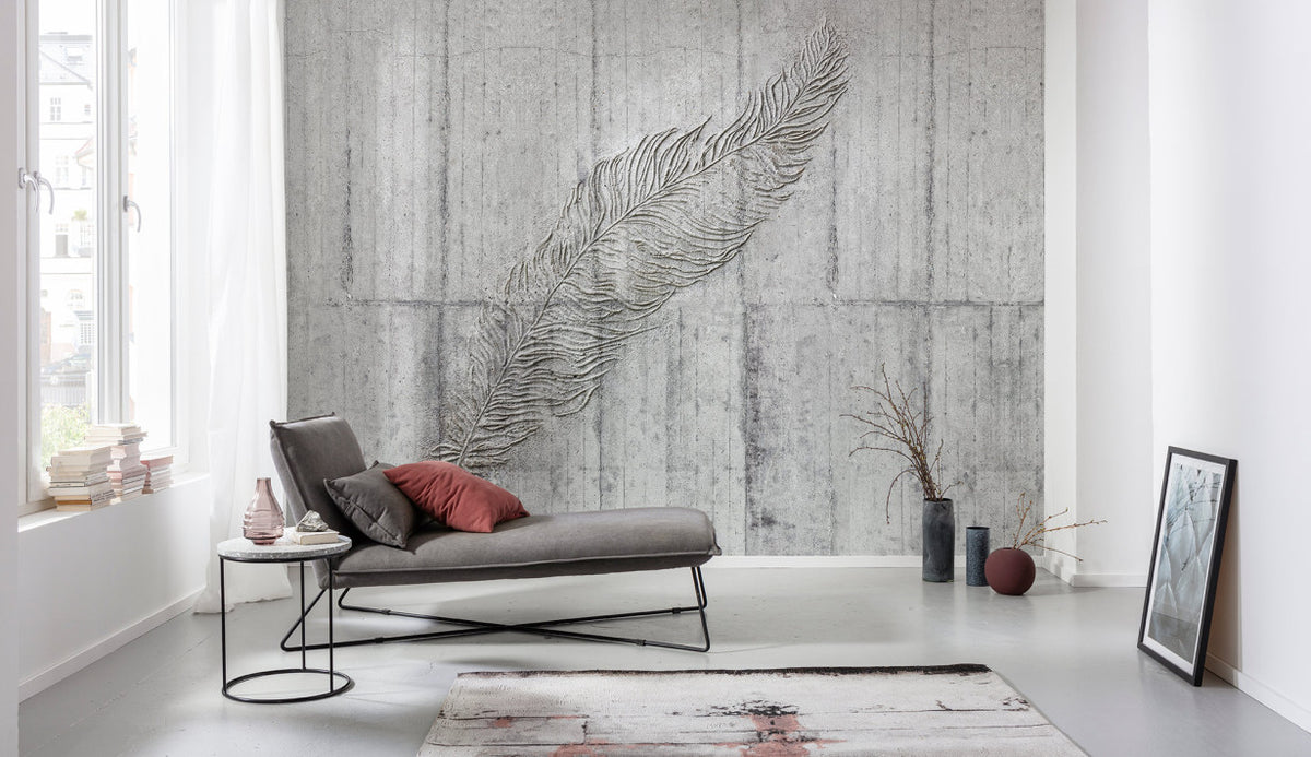 Concrete Feather - Custom Sized Wallpaper Mural (per m2)