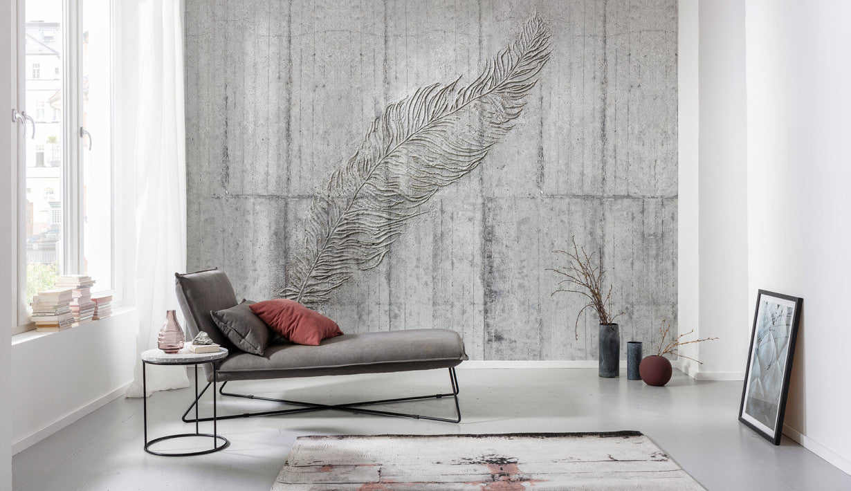 Concrete Feather - Custom Sized Wallpaper Mural (per m2)