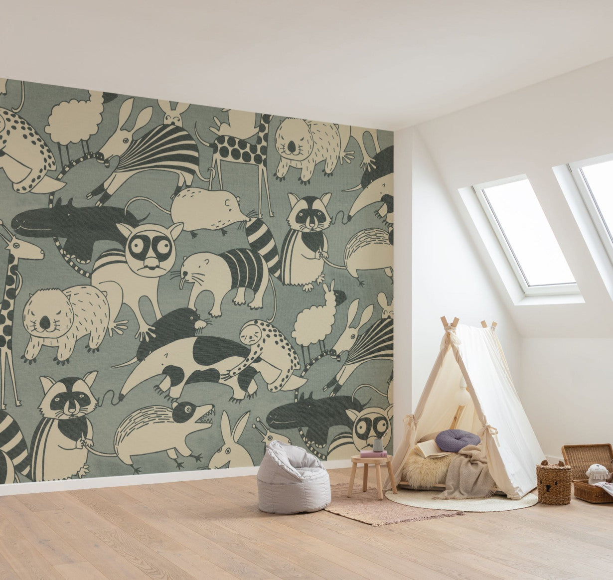 Wobble Zoo - Custom Sized Wallpaper Mural (per m2)