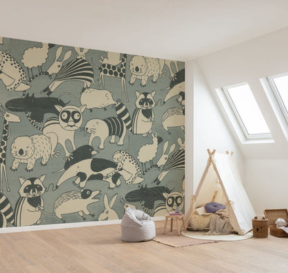 Wobble Zoo - Custom Sized Wallpaper Mural (per m2)
