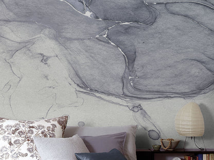 Ink Blue Fluid with Gold - Custom Sized Wallpaper Mural (per m2)