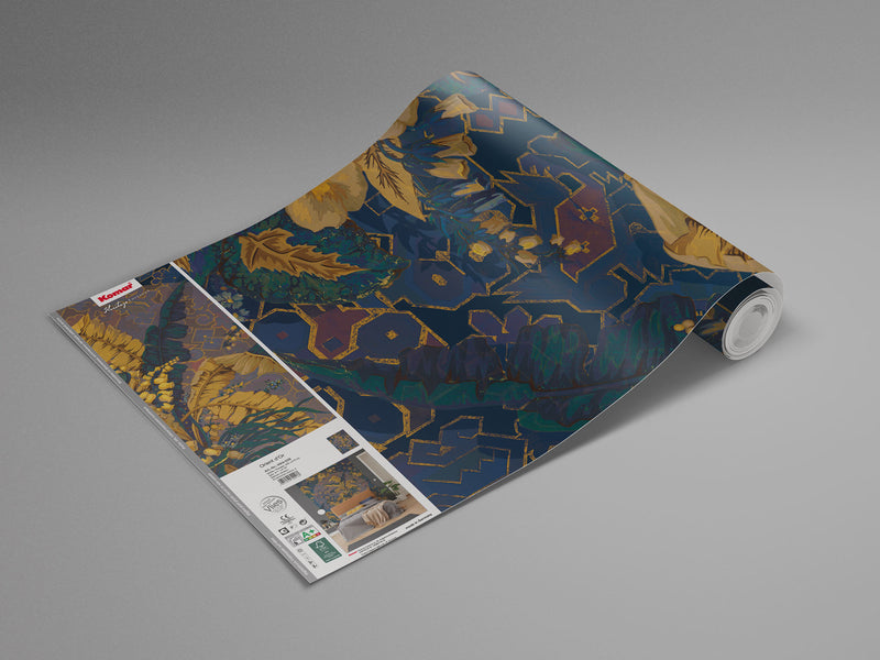 Jungle Majesty - Navy - Custom Sized Wallpaper Mural (per m2)