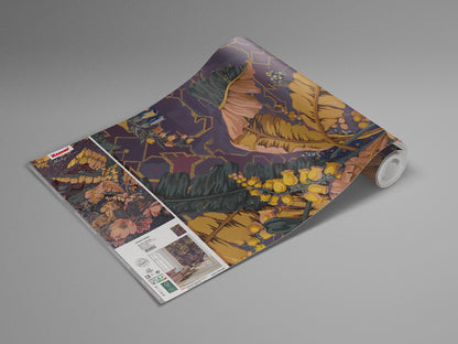 Jungle Majesty - Purple - Custom Sized Wallpaper Mural (per m2)