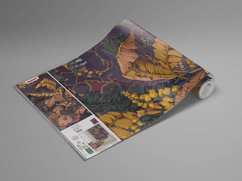 Jungle Majesty - Purple - Custom Sized Wallpaper Mural (per m2)