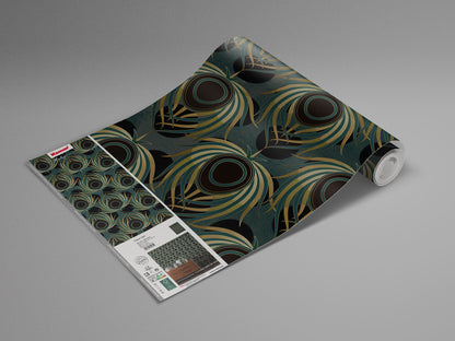 Opulent Plume - Teal - Custom Sized Wallpaper Mural (per m2)