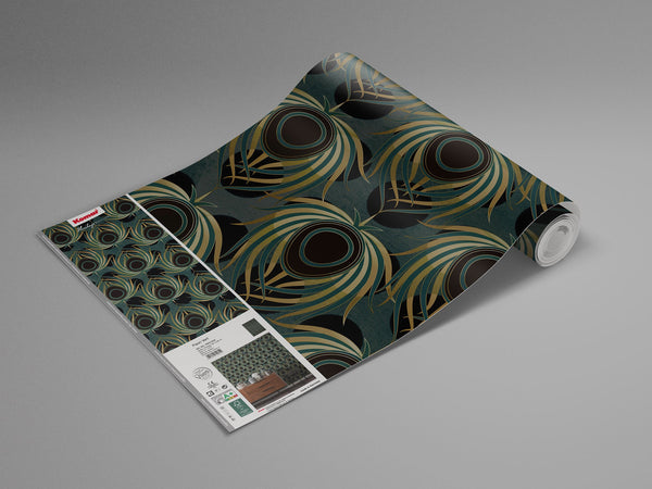 Sample – Opulent Plume - Teal - Custom Sized Wallpaper Mural (per m2)