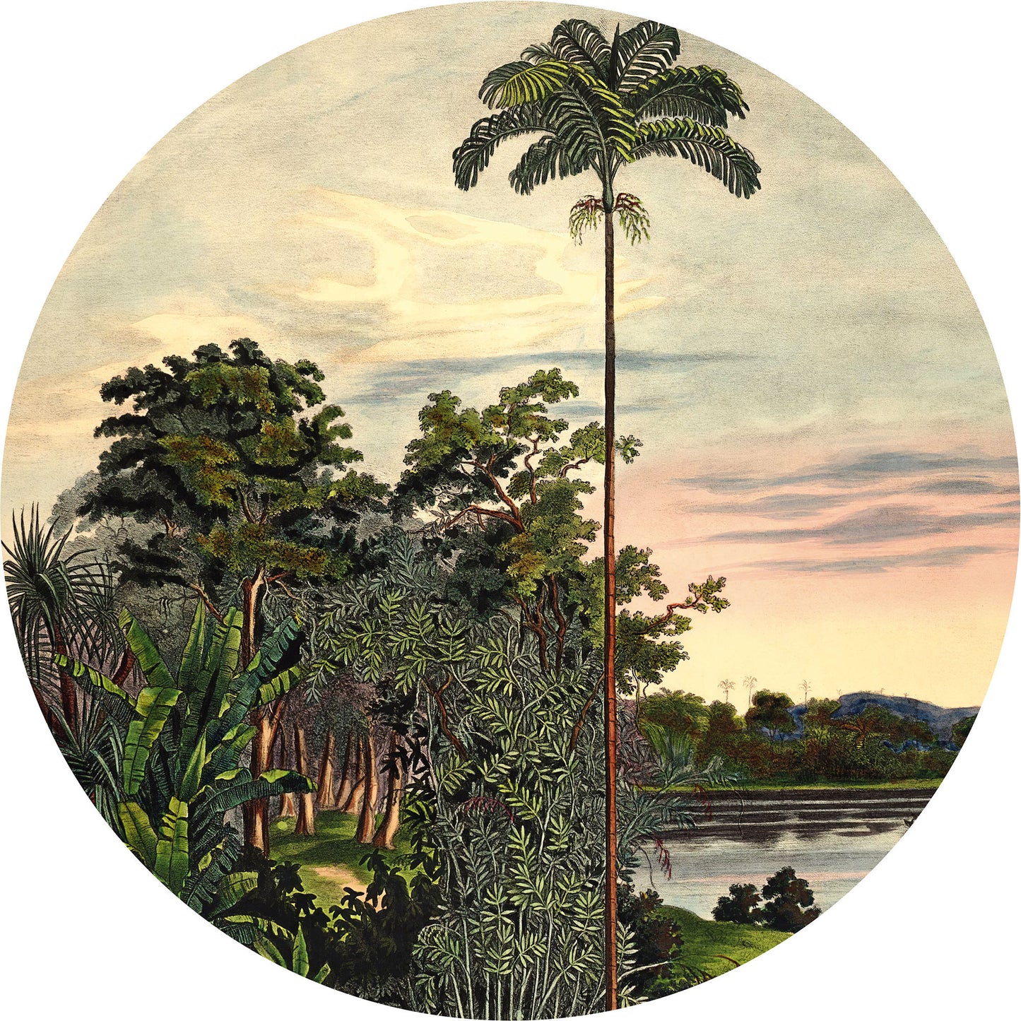Vintage Landscape - Circular Mural - Self Adhesive