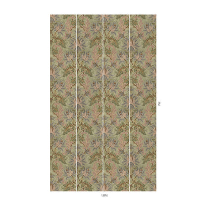 Aquifolia Sea Holly Damask Hybrid Mural – Apple