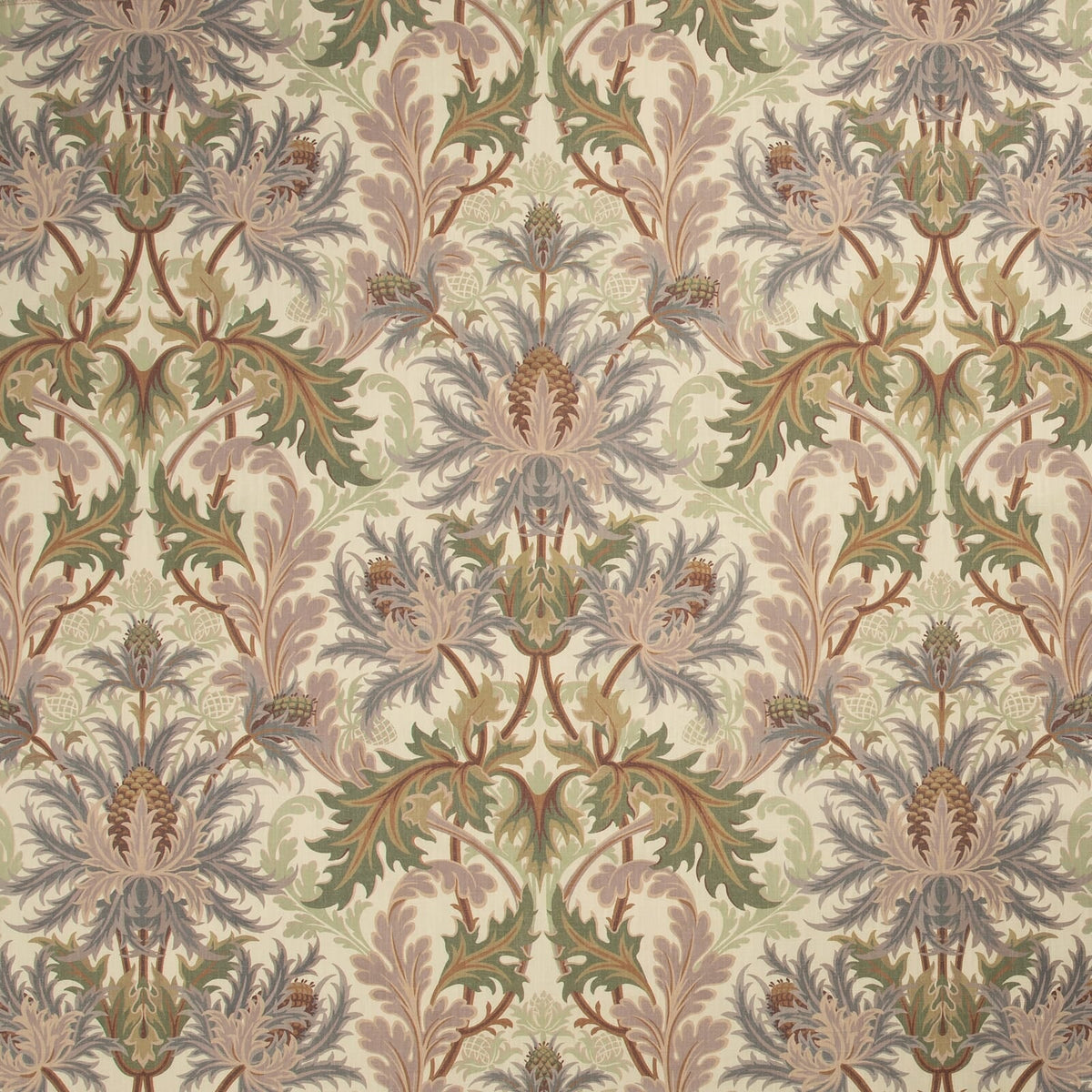 Aquifolia Sea Holly Damask Hybrid Mural – Ecru