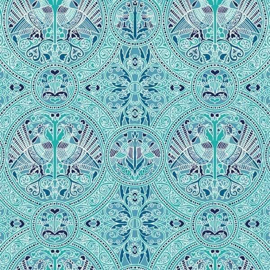 Arabian Birds Florence Broadhurst Wallpaper - Aquamarine