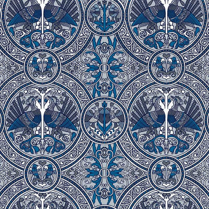 Arabian Birds Florence Broadhurst Wallpaper - Steel