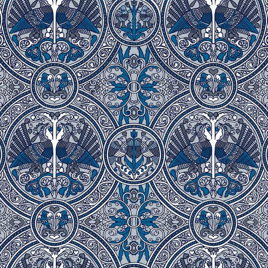 Arabian Birds Florence Broadhurst Wallpaper - Steel