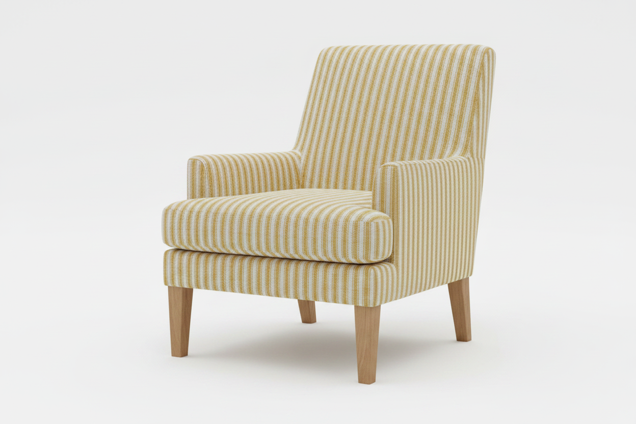 Armchair in Sawyer Stripes Canola