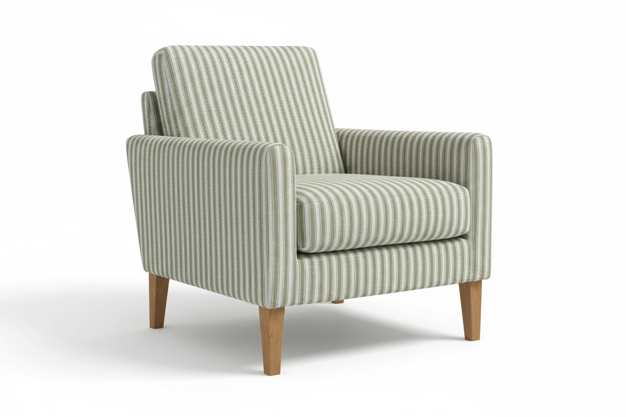 Armchair in Sawyer Stripes Moss