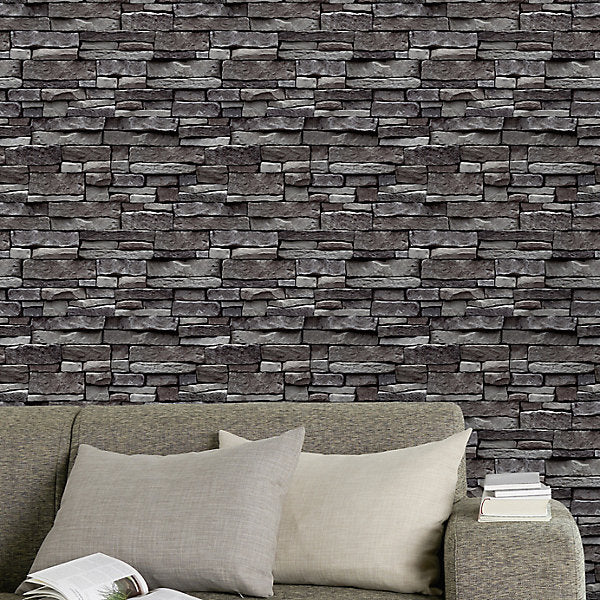 Stone Works Smooth Wallpaper - Dark
