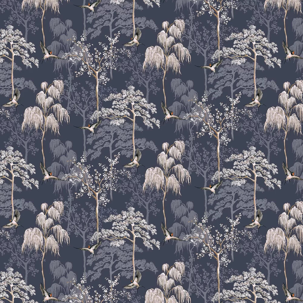 Japanese Garden Wallpaper - Navy