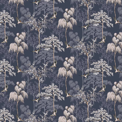 Japanese Garden Wallpaper - Navy