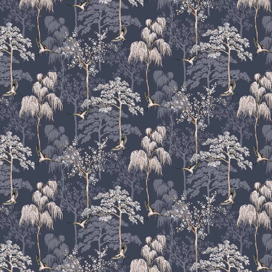 Japanese Garden Wallpaper - Navy