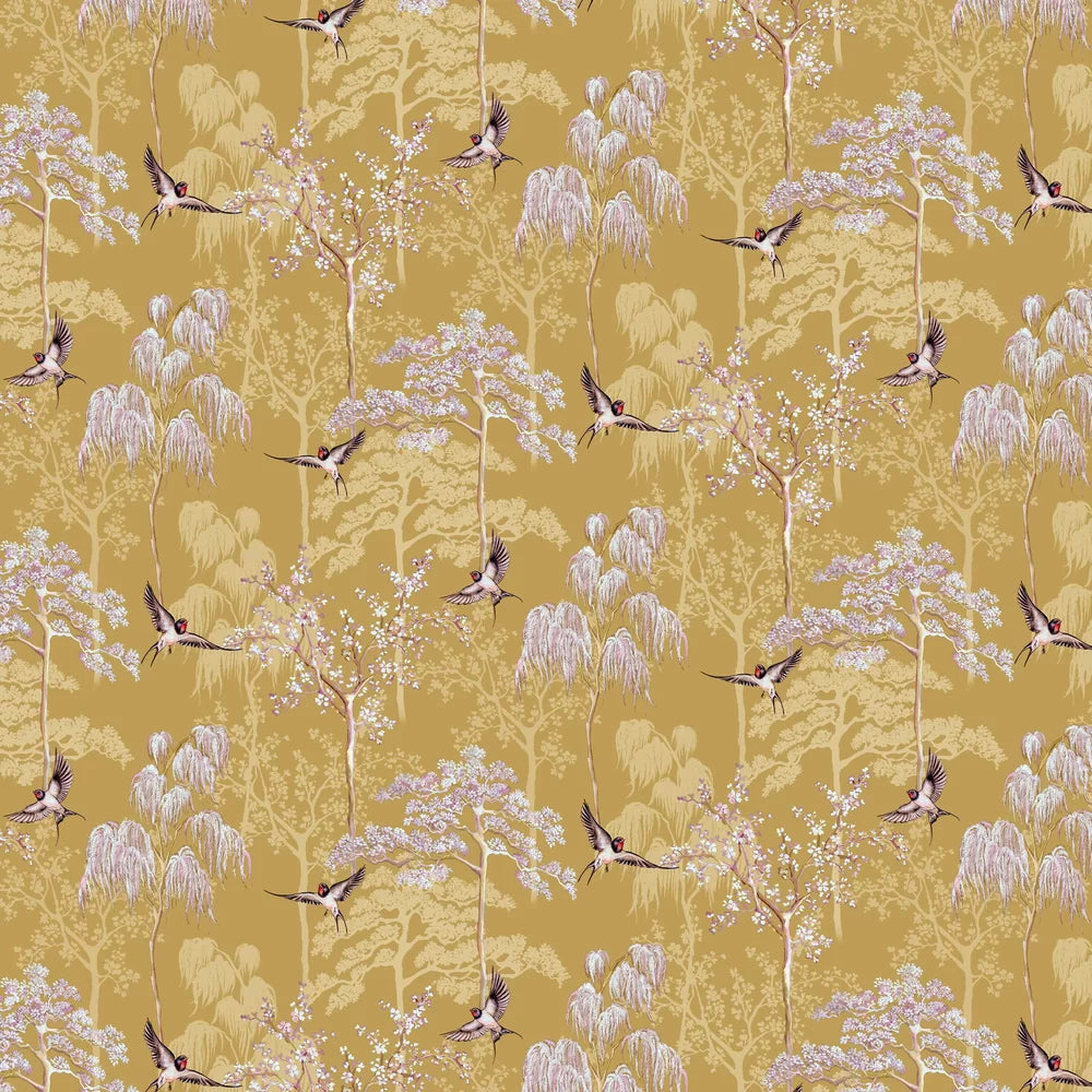 Sample - Japanese Garden Wallpaper - Ochre